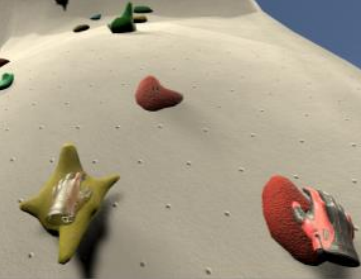Climbing on a wall in VR requires two hands operation